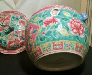 BROKEN chinese pottery peranakan straits vtg porcelain ginger jar famille rose 3