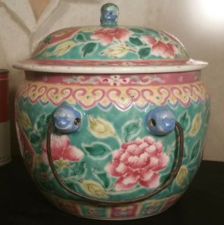 BROKEN chinese pottery peranakan straits vtg porcelain ginger jar famille rose 4