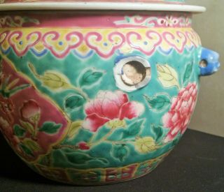 BROKEN chinese pottery peranakan straits vtg porcelain ginger jar famille rose 6