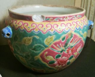 BROKEN chinese pottery peranakan straits vtg porcelain ginger jar famille rose 8