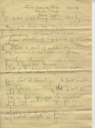 Roberta Flack Killing Me Softly Signed Autographed Photo Handwritten Lyrics Rare