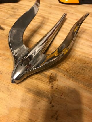 Vintage Hood Ornament Emblem Simca Hirondelle Flying Bird Wings 3