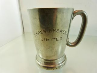 Vintage Pewter Beer Mug 1/2 Pint Dares Brewery Crown Gr 6 Mark 1850 - 1899 ?