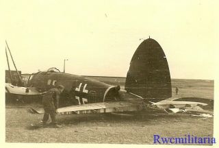 Best Crashed Luftwaffe He - 111 Bomber In Field Being Recovered; Russia 1942