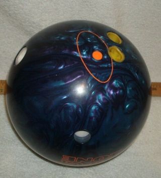 15lb Brunswick VINTAGE VAPOR ZONE Bowling Ball and canvas bag marked ktc 9039 3