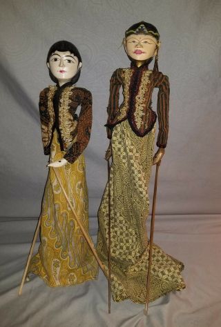 Vintage Thai Wooden Stick Puppets