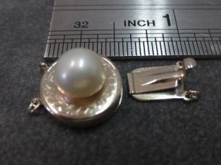 Vtg 14k Solid White Gold Pearl Clasp For Double Strand Bracelet Necklace 2.  75 G