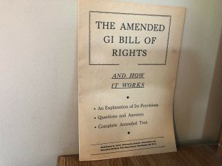 Vintage 1944 The Amended Gi Bill Of Rights And How It Wwii Era
