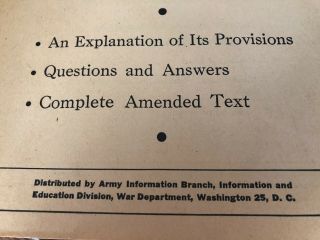 Vintage 1944 The Amended GI Bill of Rights And How It WWII Era 4