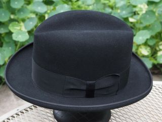 Vintage Cavanagh Black Homburg Hat With Box 7 3/8 Mib