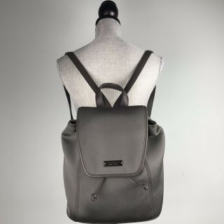 Coach 6205 Grey Backpack Neoprene Leather Trim Drawstring Flap Rucksack Vintage