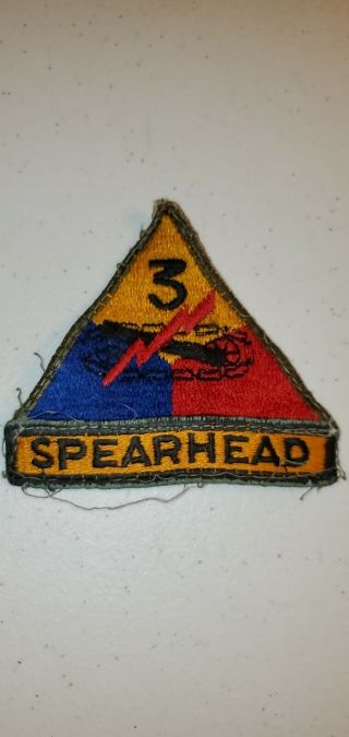 Ww2 Us Army 3rd Armored Division Rare Theater Made Patch Hand Stitched