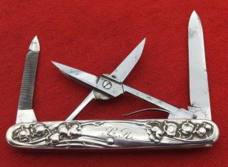 Vintage A.  J.  Jordan Sterling Silver Pen Pocket Knife R.  Wallace & Sons 1871 - 1929