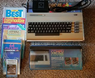 Vintage Commodore 64 Computer W/ Box,  Cables,  & Powers On,  No Video