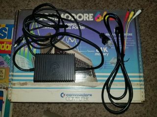 Vintage Commodore 64 Computer w/ Box,  Cables,  & POWERS ON,  NO VIDEO 5
