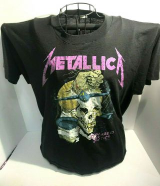 Vintage Metallica Black Xl Pushead Justice Concert T Shirt Rare 1988