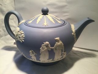 Wedgwood Jasperware Cream Lavender Pale Blue Teapot & Lid Vintage Wedgewood Tea