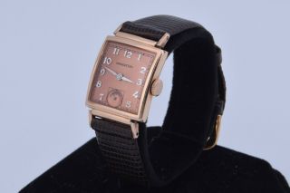Vintage Hamilton 982 19 Jewels Wrist Watch 14k Gold Filled Leather Strap