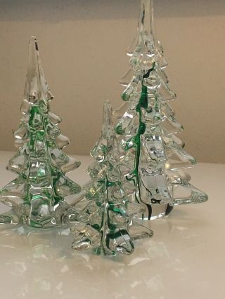 Vintage Silvestri Christmas Trees Rare Set Of 3 Green Swirl