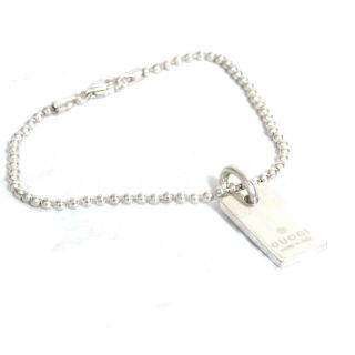 Auth Gucci Plate Balled Chain Bracelet Sterling Silver 925 16cm/6.  3 " Vintage Ita