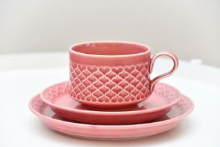 Rare Quistgaard B&g - Pink Cordial Palet Cup Saucer Cake Plate Trio Set