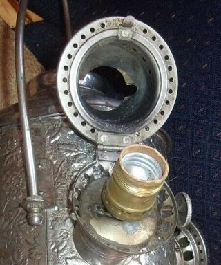 Antique Vintage HANGING KEROSENE ANGLE LAMP ELECTRIFIED Parts Repair or Use 4