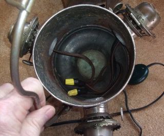 Antique Vintage HANGING KEROSENE ANGLE LAMP ELECTRIFIED Parts Repair or Use 7