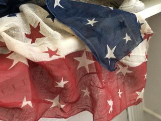 Vintage Cheesecloth Flag Bunting Yardage Rare Americana Stars Red White Blue