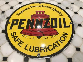 Vintage Pennzoil Motor Oil Porcelain Sign Gas Auto Service Station Pump Plate