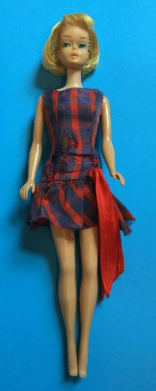 Vintage 1958 American Girl Barbie Doll Ash Blonde Rubber Legs Made In Japan
