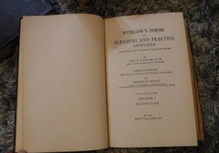WINSLOW ' S FORMS OF PLEADING & PRACTICE ANNOTATED VINTAGE 1934 WILKIE 7 LAW BOOK 2