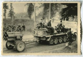 German Wwii Archive Photo: Nebelwerfer Smoke Laucher & Half - Tracked Army Vehicle