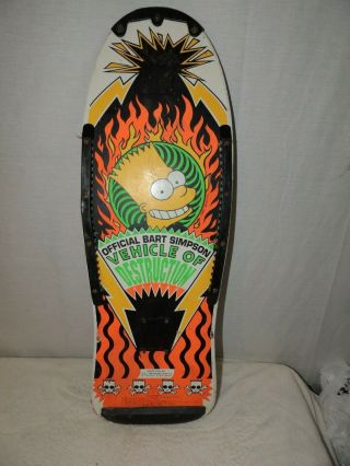 Vintage 1990 Bart Simpson Vehicle Of Destruction Skateboard Deck Skate Board