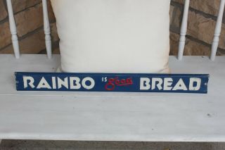 Vintage Rainbo Bread Advertising Sign Door Push