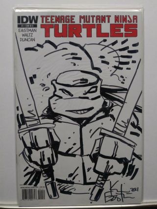 Tmnt 1 Eastman Signed Sketch Ri - D Variant Teenage Mutant Ninja Turtles Idw Rare
