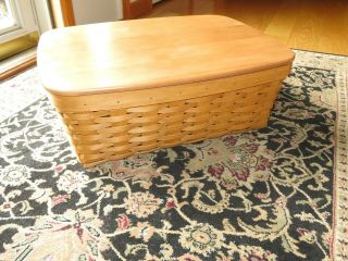 Longaberger 2006 Basket 21 " X 15 X 7 Wt Lid & Protector Large Rare One Of A Kind