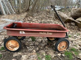 Vintage Radio Flyer Classic Red Steel Outdoor Pull Wagon Classic Full Size