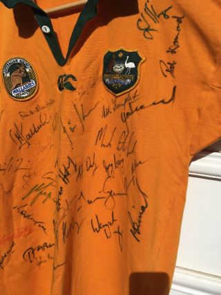 Wallabies Signed By Team Jersey Rugby Australian Vintage Size L 3