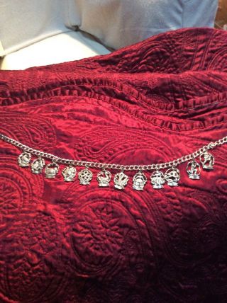 Vintage Sterling Silver Twelve Days Of Christmas Charm Necklace