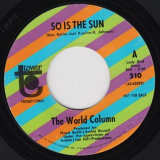 World Column So Is The Sun Mega Rare M - Us Promo 45 Northern Soul Funk Listen