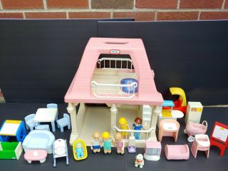 Vintage Little Tikes Grandma’s House Pink Roof Dollhouse And Accessories