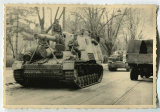 German Wwii Archive Photo: Hummel Motorized Howitzer On The Move