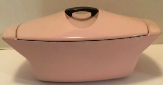 Vintage Le Creuset Raymond Loewy Pink Cast Iron Covered Pan 2.  5 France Rare