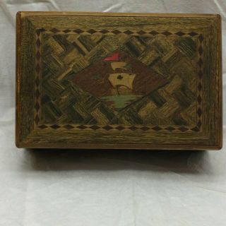 Vintage Occupied Japan Puzzle Box Intricate Handmade Inlaid Scottie Dog