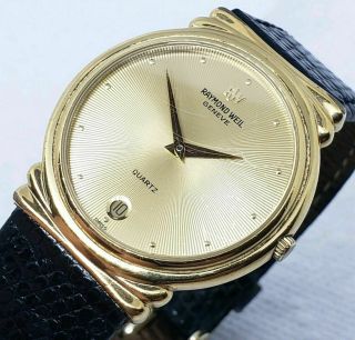Vintage Raymond Weil 18k Gold - Plated Classic Quartz Dress Watch Model 5515