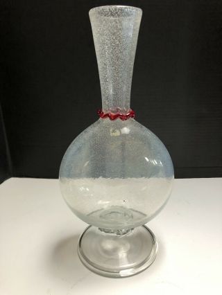 Vtg Venetian Murano Italian Art Glass Vase Pulegoso Opalescent Pilgrim Flask