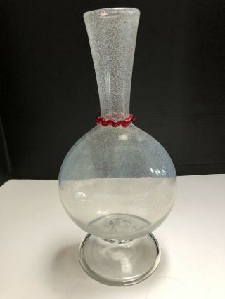VTG Venetian Murano Italian Art Glass Vase Pulegoso Opalescent Pilgrim Flask 2