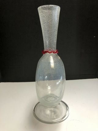 VTG Venetian Murano Italian Art Glass Vase Pulegoso Opalescent Pilgrim Flask 3