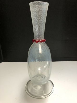 VTG Venetian Murano Italian Art Glass Vase Pulegoso Opalescent Pilgrim Flask 4