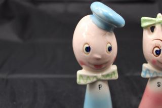 Vintage Salt and Pepper Shakers BLUE Spoon Fork His Hers He She Anthropomorphic 2